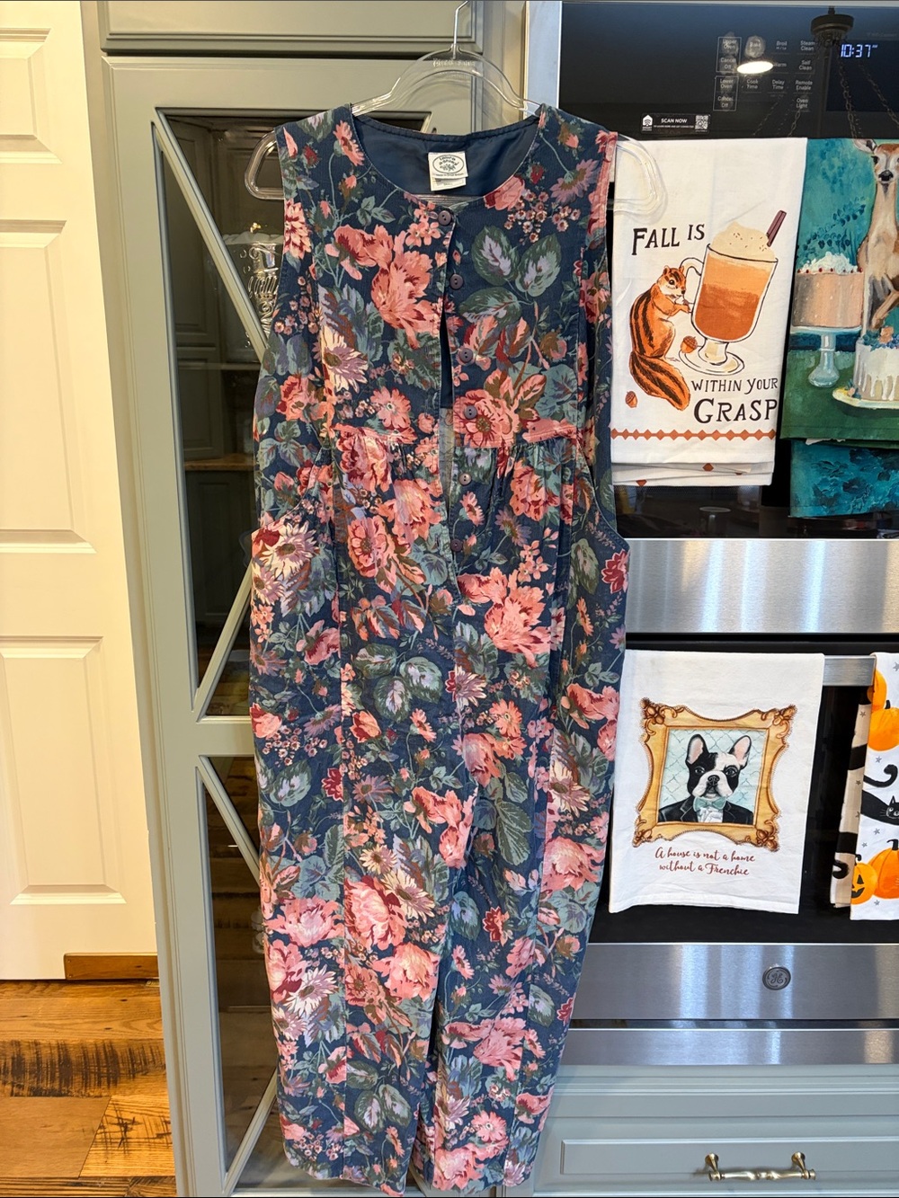Laura Ashley Vintage 90s Navy Floral Corduroy Romper Small